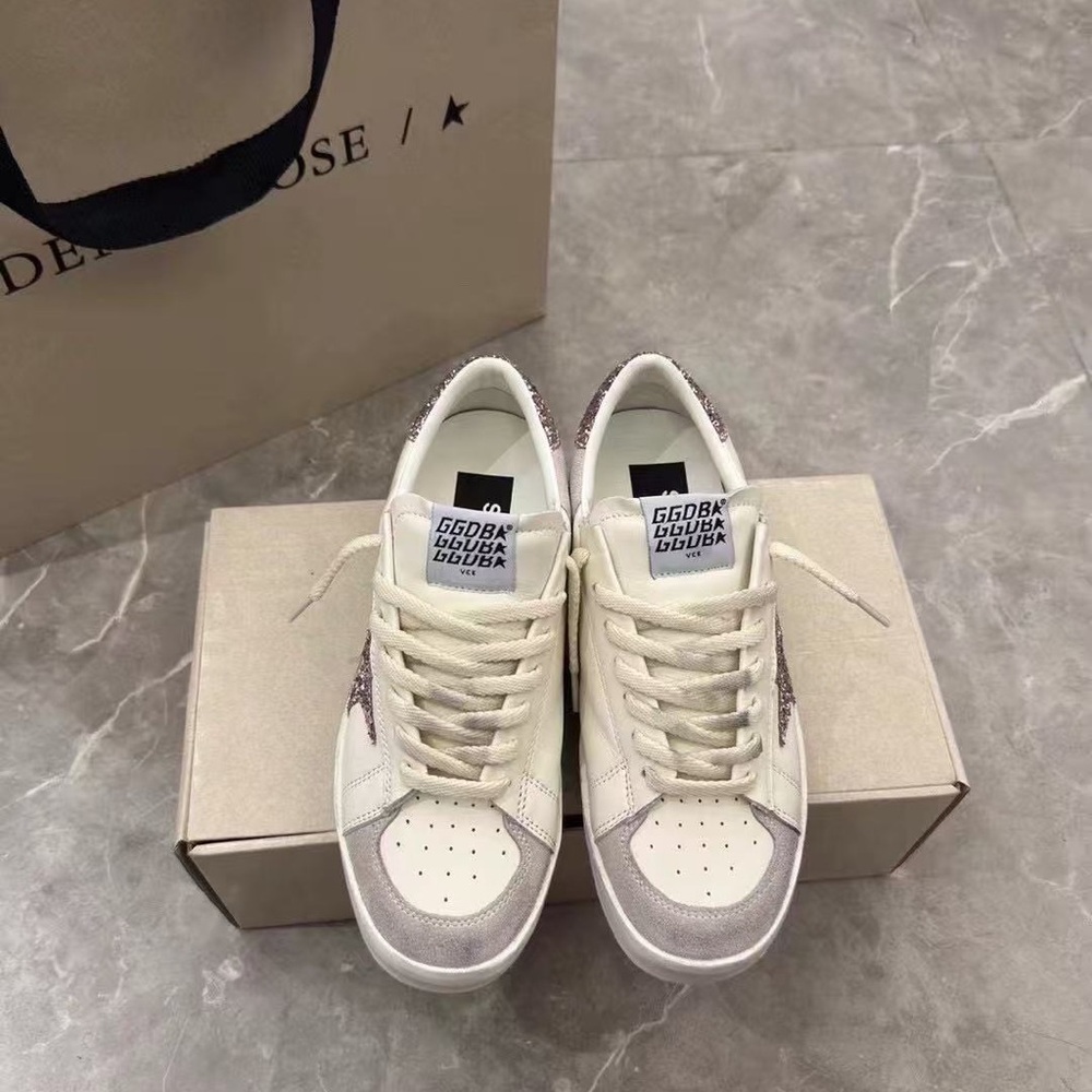 Golden Goose Women's Cream and Pink Glitter Sneakers - Picture 3 of 6